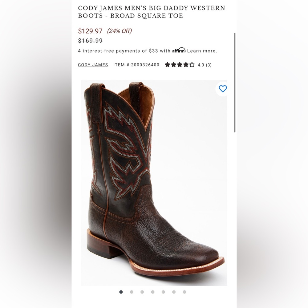 CODY JAMES MEN'S BIG DADDY WESTERN BOOTS - BROAD SQUARE TOE